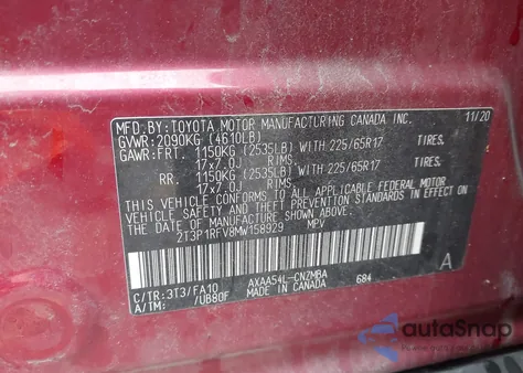 2021 Toyota Rav4 Xle from USA, damaged, VIN 2T3P1RFV8MW158929